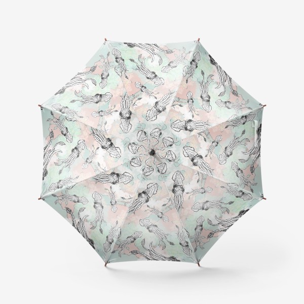 Зонт «Кальмары на персиковом и мятном»