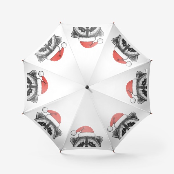 Зонт «Енот в новогодней шапке»