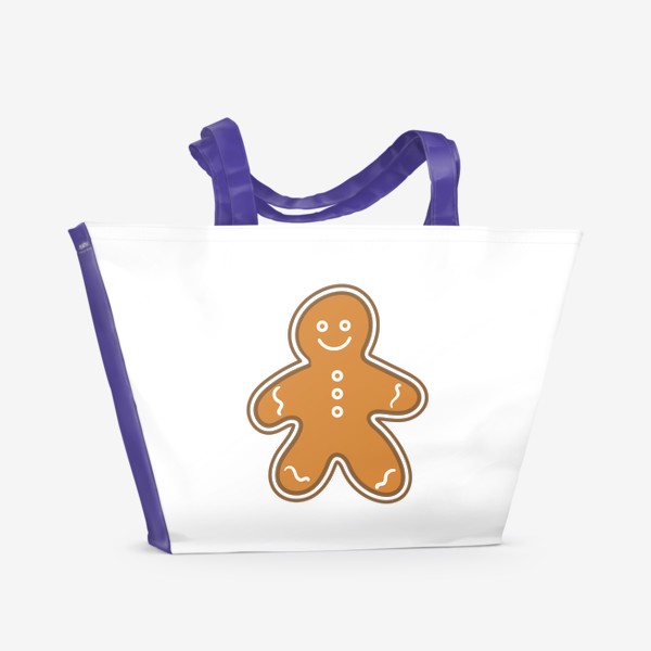 Пляжная сумка «Пряничный человечек. Новогодняя печенька»