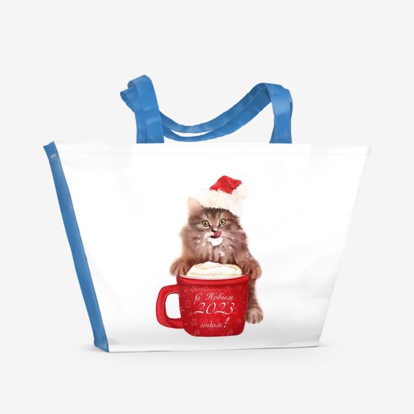 Пляжная сумка «Новогодний котенок»