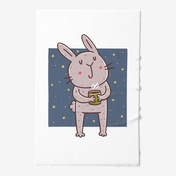 Полотенце «Милый кролик с кружкой какао. Новый год 2023»