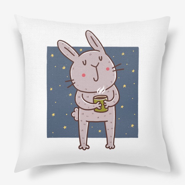 Подушка &laquo;Милый кролик с кружкой какао. Новый год 2023&raquo;
