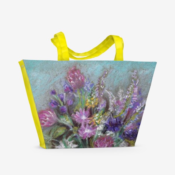 Пляжная сумка «Полевые цветы, пастель»