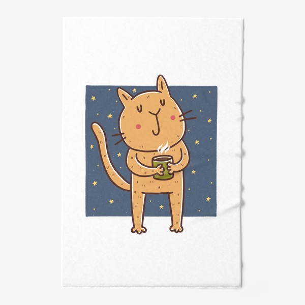 Полотенце &laquo;Милый кот с кружкой какао. Новый год 2023&raquo;