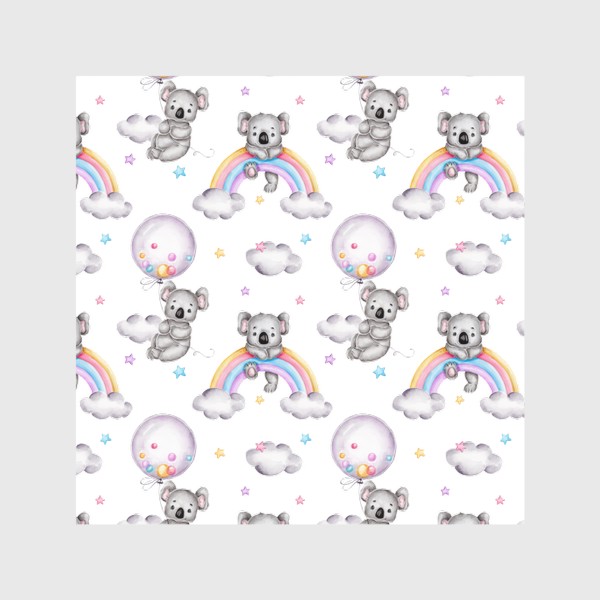 Скатерть «Паттерн мишки коалы на радуге и на воздушных шарах»