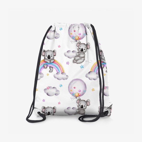 Рюкзак «Паттерн мишки коалы на радуге и на воздушных шарах»