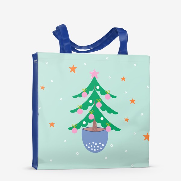 Сумка-шоппер «Merry Christmas. Рождественская иллюстрация с елочкой и леттерингом»