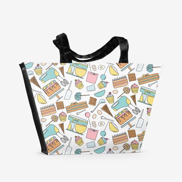 Пляжная сумка «Люблю готовить. Кондитерская. Тортики, капкейки, леденцы»