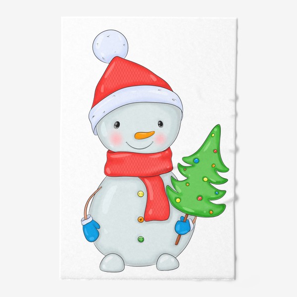 Полотенце «Снеговик с новогодней елкой. Новый 2023 год!»