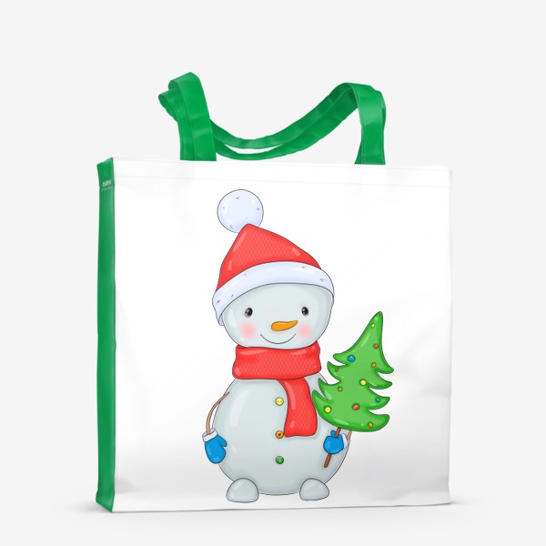 Сумка-шоппер «Снеговик с новогодней елкой. Новый 2023 год!»