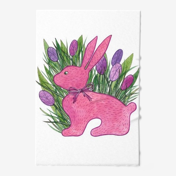 Полотенце «Розовый кролик. Новый год 2023. Год Кота и Кролика»