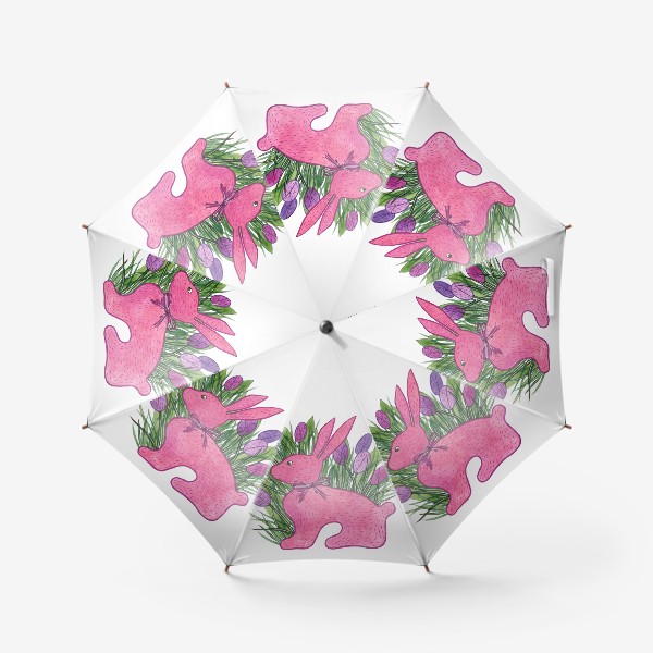 Зонт «Розовый кролик. Новый год 2023. Год Кота и Кролика»