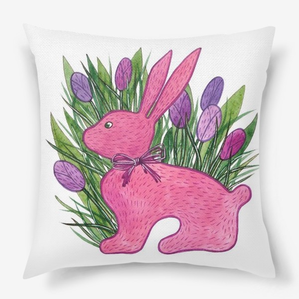 Подушка «Розовый кролик. Новый год 2023. Год Кота и Кролика»
