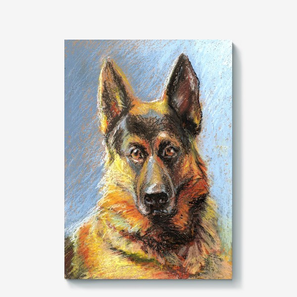 Холст «Собака. Масляная пастель. Немецкая овчарка»