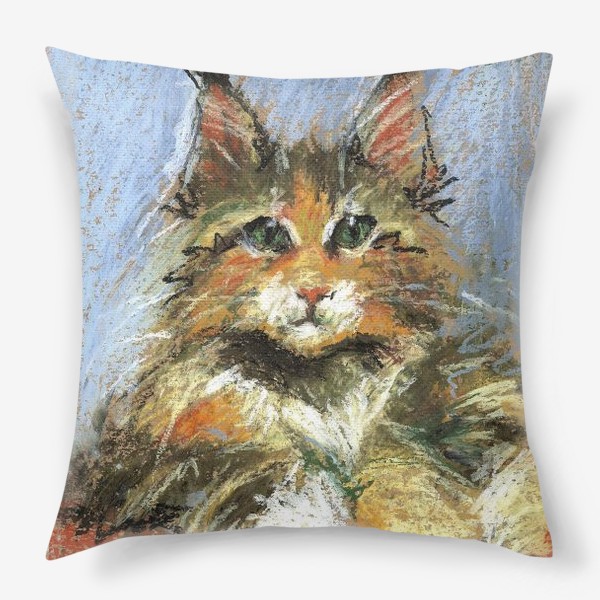 Подушка «Мейн-кун кот. Масляная пастель. Пушистая Кошка. »