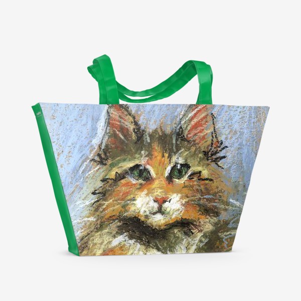 Пляжная сумка «Мейн-кун кот. Масляная пастель. Пушистая Кошка. »