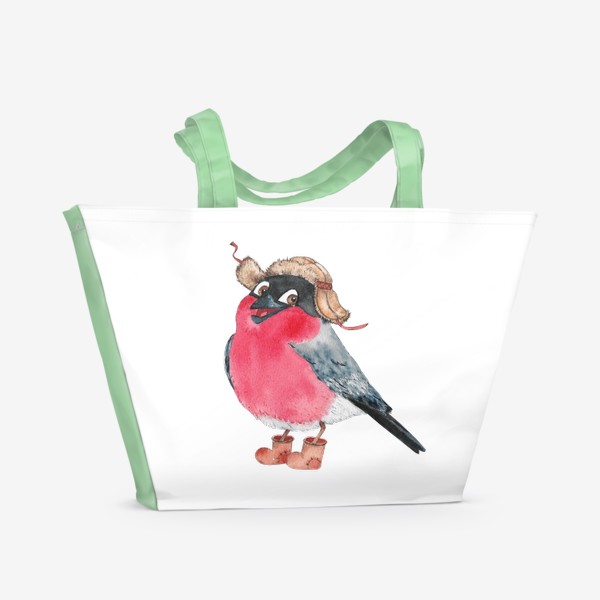 Пляжная сумка «Птица Снегирь Новый год Праздник Зима»