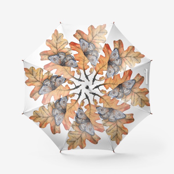 Зонт «Бабочка Мотылек Листья Осень Дуб Насекомые»