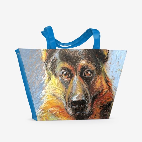 Пляжная сумка «Собака. Масляная пастель. Немецкая овчарка»