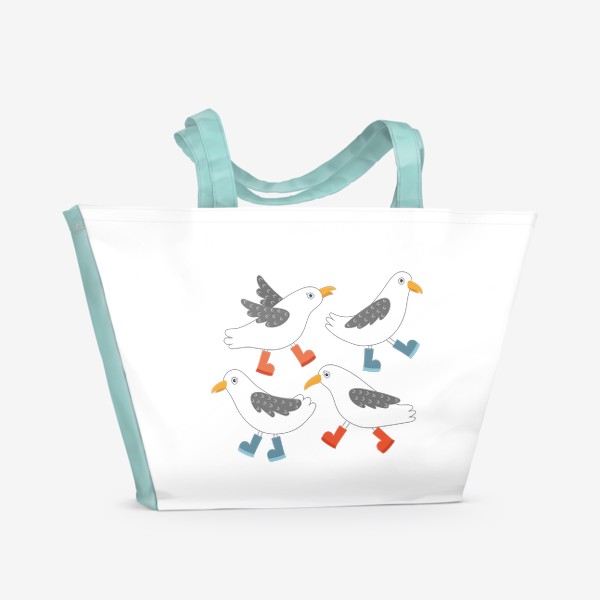 Пляжная сумка «Чайки в резиновых сапогах»