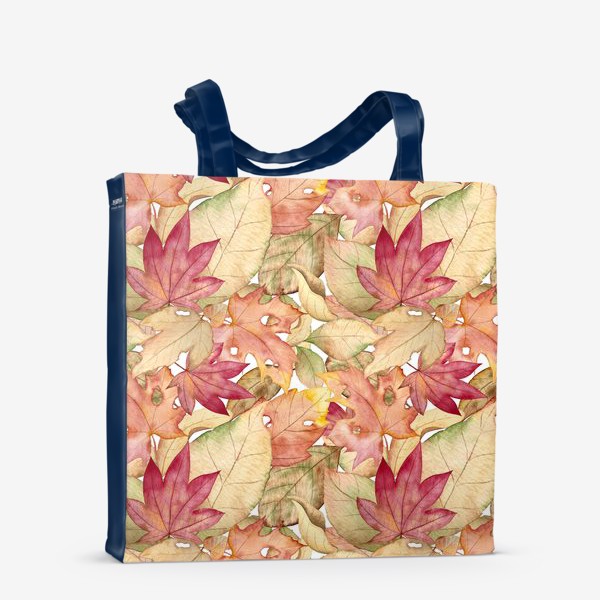 Сумка-шоппер «Осенний паттерн с акварельными листьями»