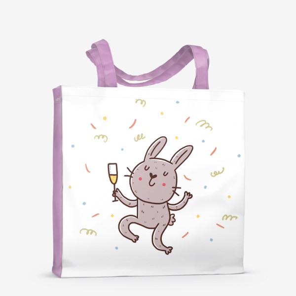 Сумка-шоппер «Веселый кролик и шампанское. Новый год 2023»