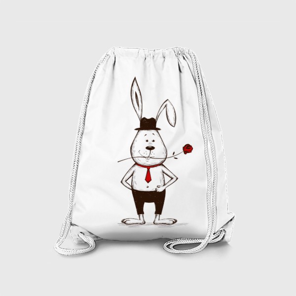 Рюкзак «Мультяшный заяц с розой»