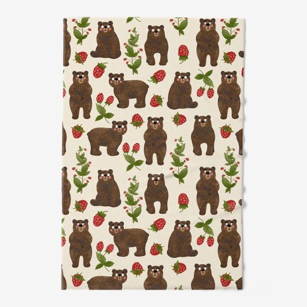 Полотенце «Медведи и малина. Мишки в лесу. Медвежонок и медвежата»