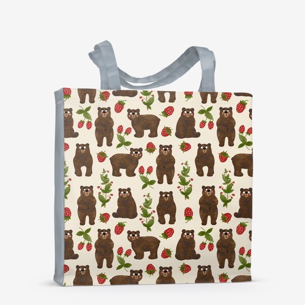 Сумка-шоппер «Медведи и малина. Мишки в лесу. Медвежонок и медвежата»