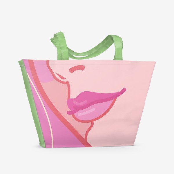 Пляжная сумка «женский портрет в розовых тонах»