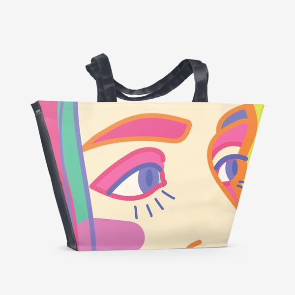 Пляжная сумка «яркий женский портрет в стиле поп-арт»