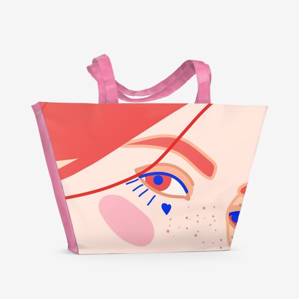 Пляжная сумка «яркий женский портрет с оригинальным макияжем и пирсингом»
