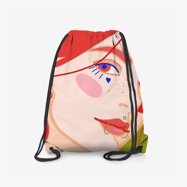Рюкзак «яркий женский портрет с оригинальным макияжем и пирсингом»