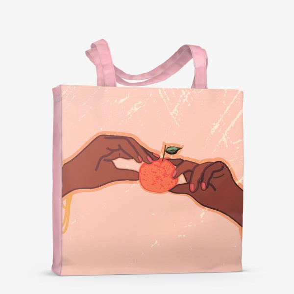 Сумка-шоппер «руки с темной кожей, держащие мандарин»
