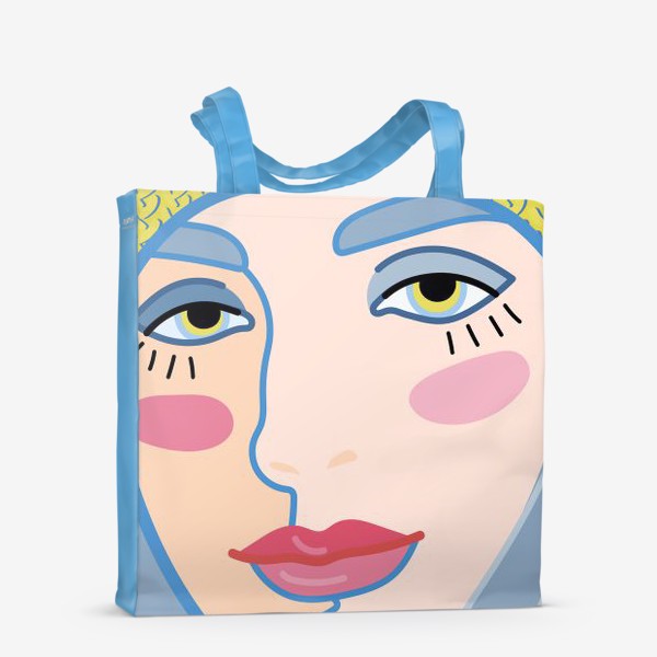 Сумка-шоппер «женский портрет с яркими губами»