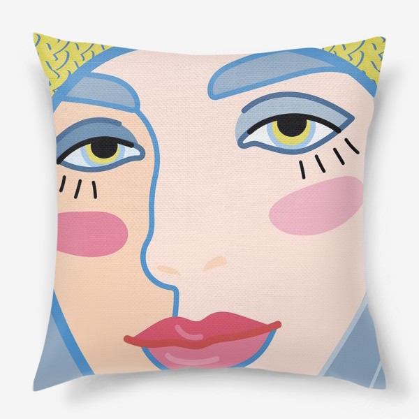 Подушка «женский портрет с яркими губами»
