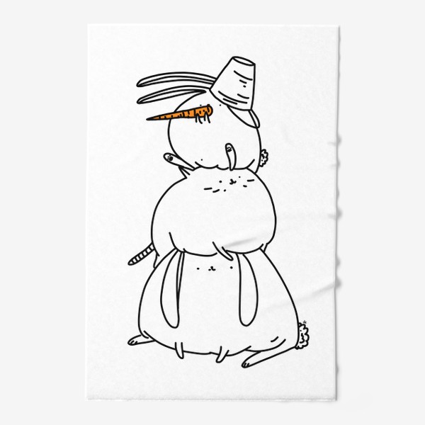 Полотенце «Снеговик. Год кота и кролика. 2023 зима. Новогодняя иллюстрация»