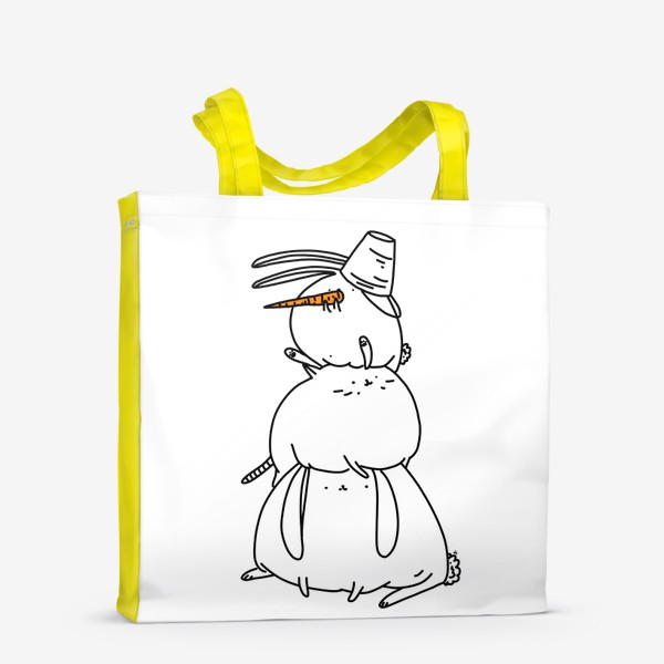 Сумка-шоппер «Снеговик. Год кота и кролика. 2023 зима. Новогодняя иллюстрация»