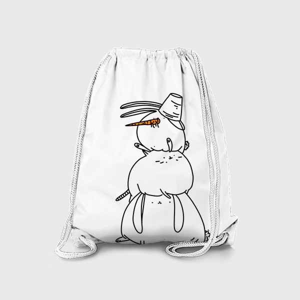 Рюкзак «Снеговик. Год кота и кролика. 2023 зима. Новогодняя иллюстрация»
