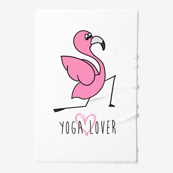 Полотенце «Yoga lover. Розовый фламинго в йога позе»