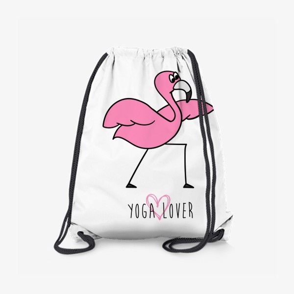 Рюкзак «Yoga lover. Розовый фламинго в йога позе. Надпись для тренера»