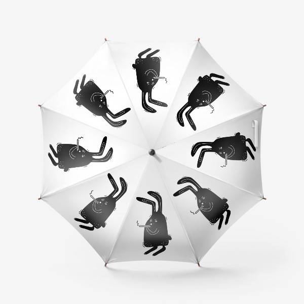 Зонт «Курящий кролик. Черно-белый прикольный принт»