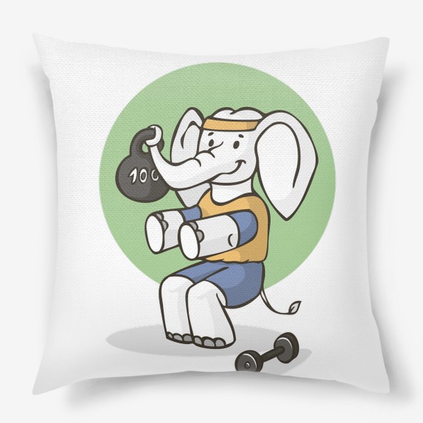 Подушка &laquo;иллюстрация слон атлет спортсмен&raquo;