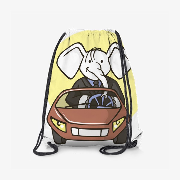 Рюкзак «иллюстрация слон бизнесмен едет на машине»
