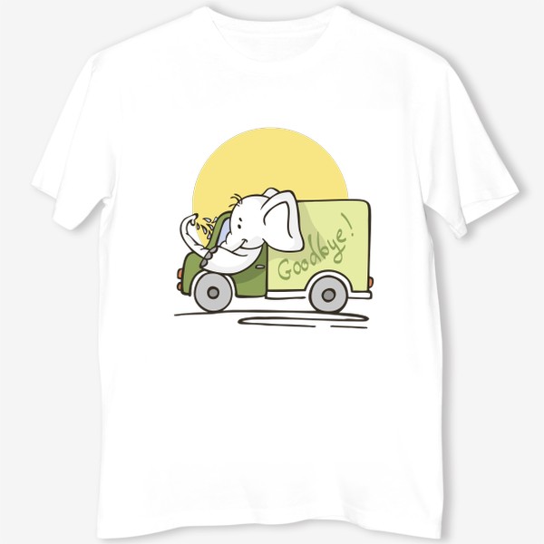 Футболка «иллюстрация слон водитель машины грузовик»