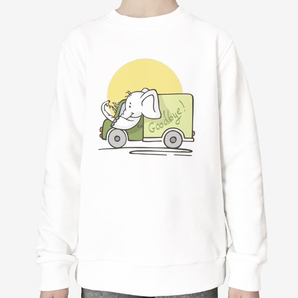 Свитшот «иллюстрация слон водитель машины грузовик»