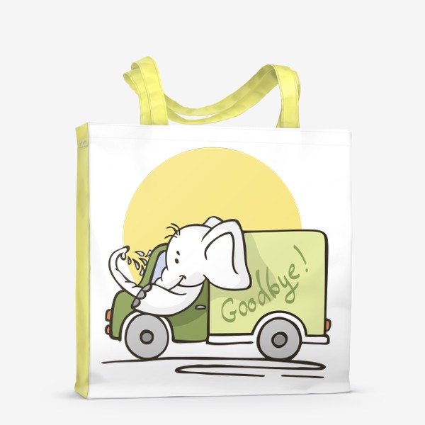 Сумка-шоппер «иллюстрация слон водитель машины грузовик»