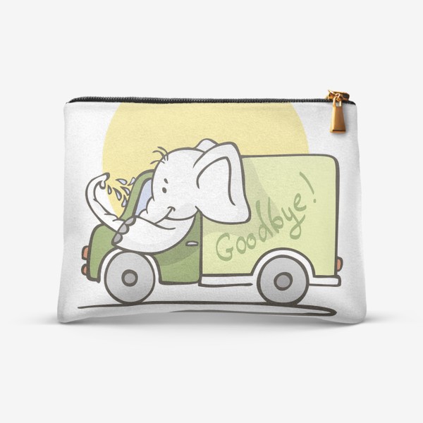 Косметичка «иллюстрация слон водитель машины грузовик»