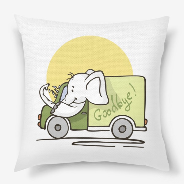 Подушка «иллюстрация слон водитель машины грузовик»
