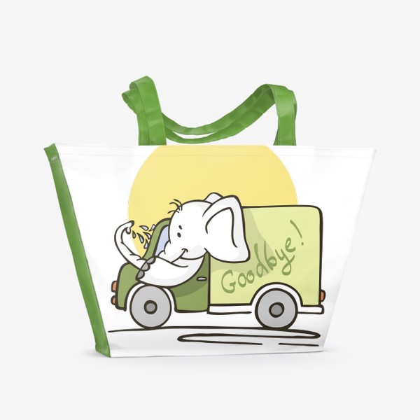 Пляжная сумка «иллюстрация слон водитель машины грузовик»